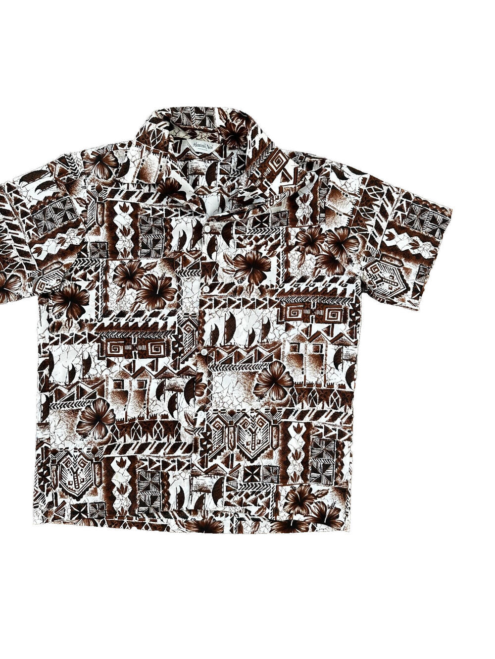 Hawaii Nei Honolulu Vintage 60s Mens L White Short Sleeve Button Down Shirt